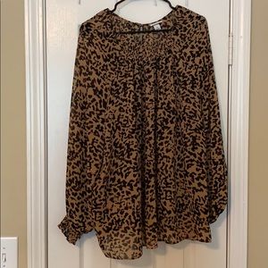 Ava & Viv Leopard Shirred Blouse